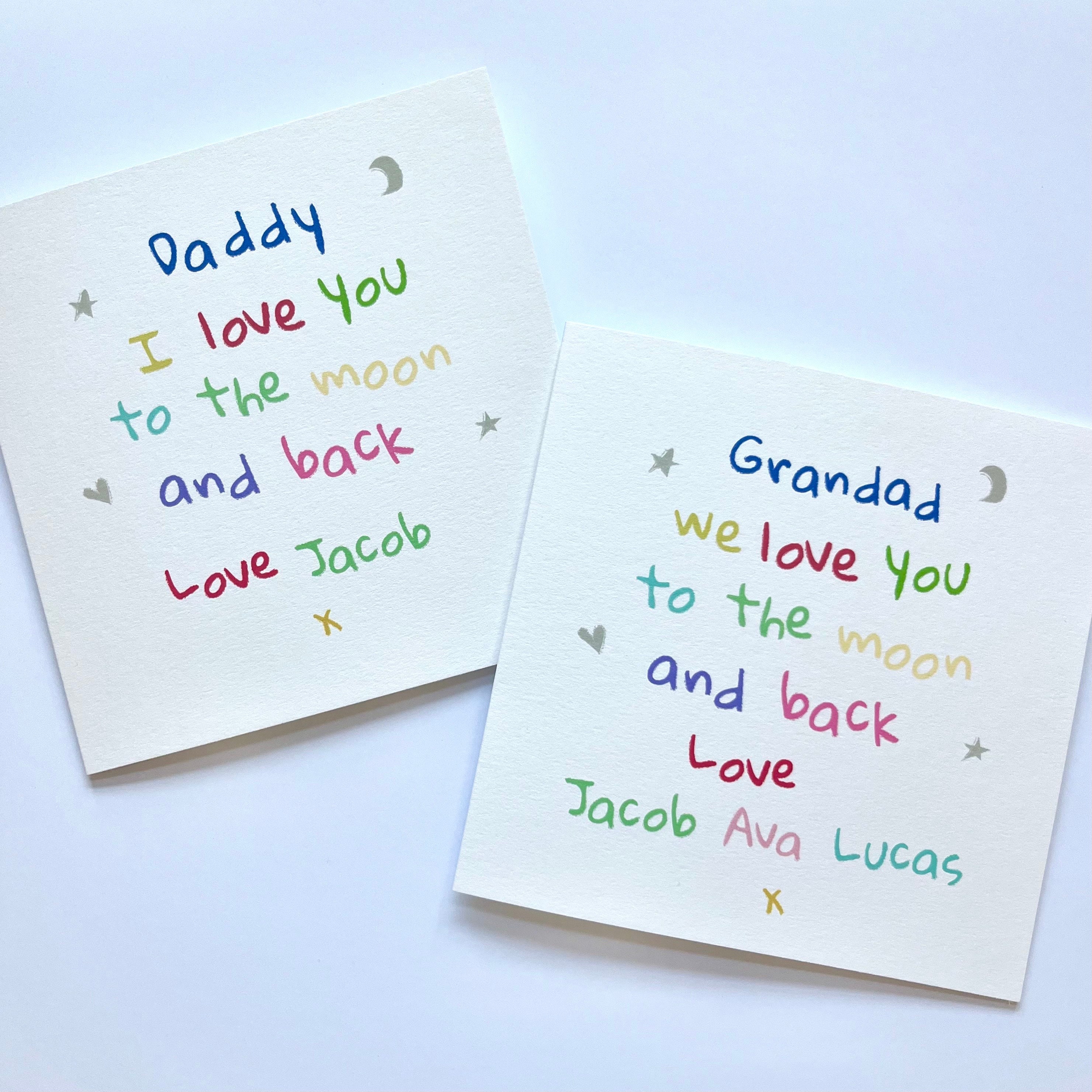 I/We Love You Daddy Vaderdagkaart, Baby First Fathers Day-kaart voor Dadda,  Vaderdagkaart voor Daddy, van kinderen, tot de maan en terug - Etsy België, image size:2961x2961