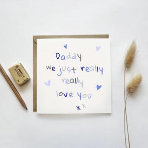 Tarjeta del Día del Padre "Te amamos, papá", primer día del padre para el bebé, tarjeta del Día del Padre para papá, linda tarjeta del Día del Padre de los niños