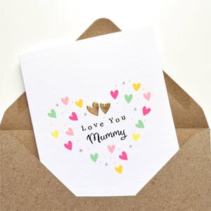 Biglietto di auguri personalizzato per la festa della mamma per mamma, mamma, mamma, cuori di lusso in lamina d'oro, prima festa della mamma, semplice, chic