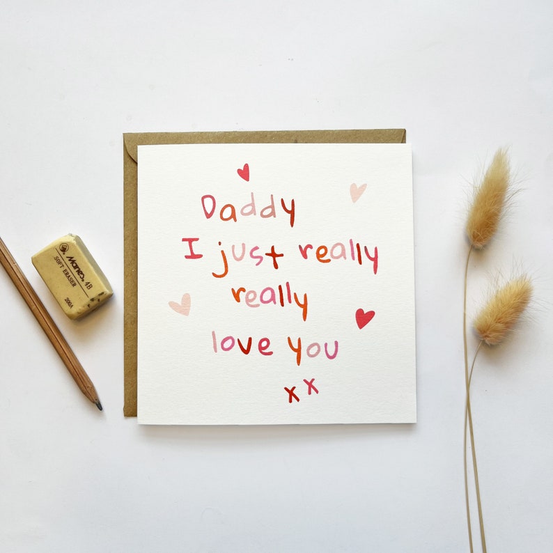 Jag / Vi älskar dig pappa Fars dag-kort, Bebis första fars dag till pappa, Fars dag-kort till pappa, Sött fars dag-kort från barn bild 2