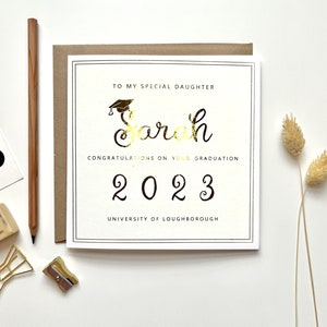 Gold Foil Personalised Graduation Card | Well Done | Congratulations | University 2023 | So Proud of My Special Daughter Son Niece Nephew