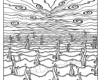 Peace - Coloring Page Digital Download. Hand Drawn Design. Imagination