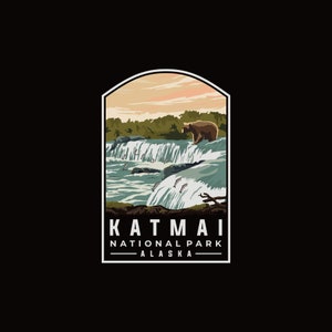 Sticker | KATMAI NATIONAL PARK, Katmai National Park Decal, Stickers for Water Bottle, laptop Decals, phone case, gift