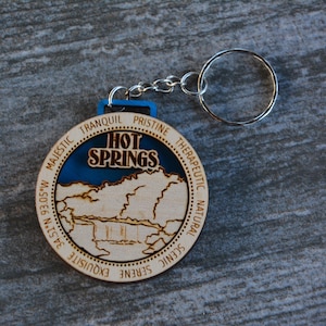 Keychain | HOT SPRINGS National Park, Gift for Hikers / Family / Camping / Memories / Vacation