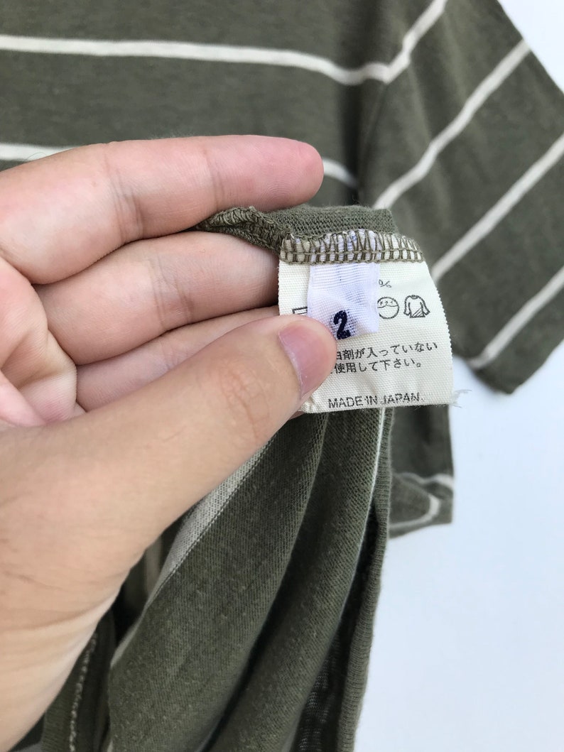 Medium Vintage Clothing Aesthetic Clothing Comfy 45rpm Striped Olive T-shirt