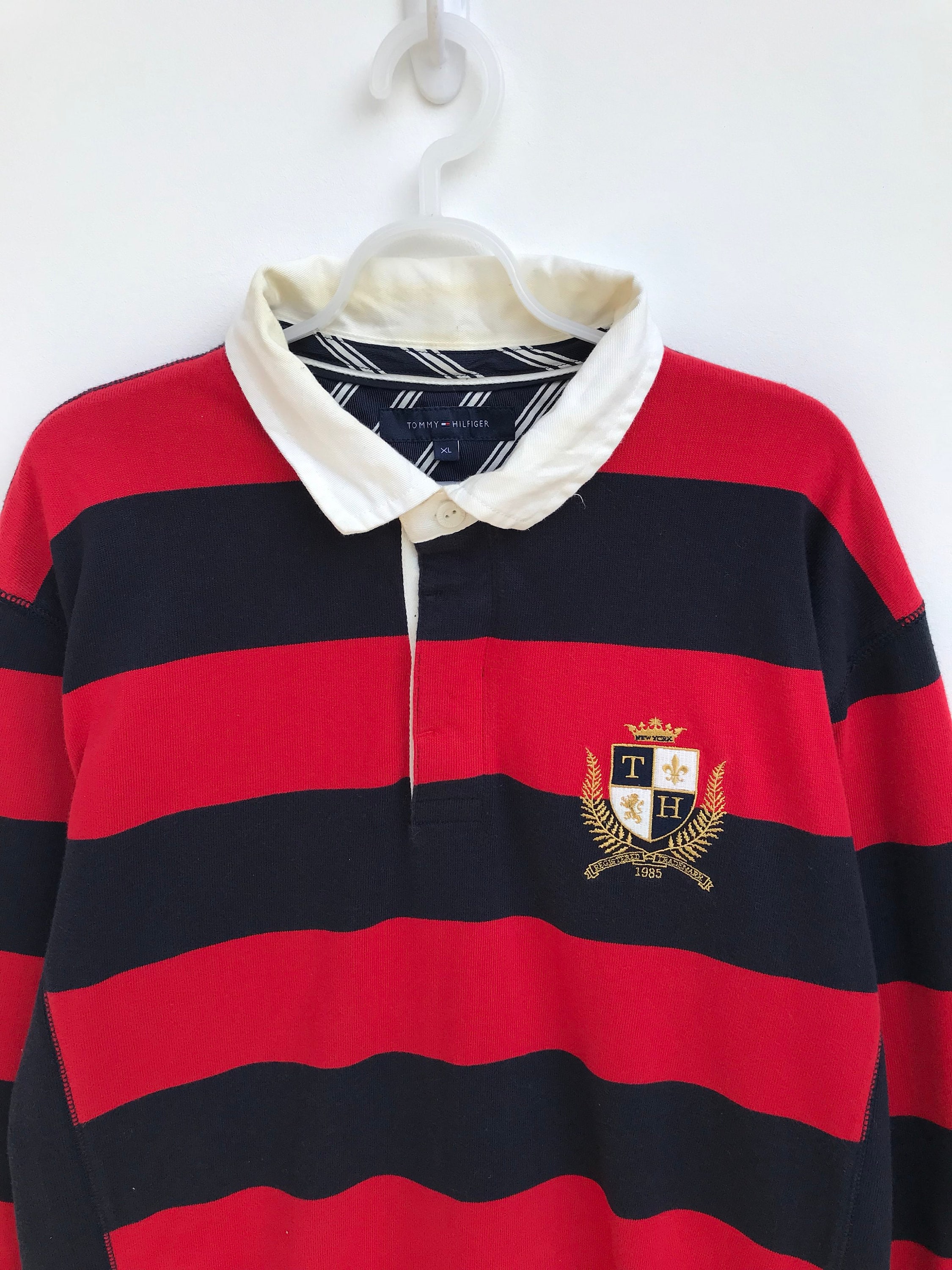 Xlarge Vintage Adult Sweater Tommy Hilfiger Striped Polo Sweatshirt Vintage Sweatshirt  Athletic  Aesthetic Clothing  Comfy