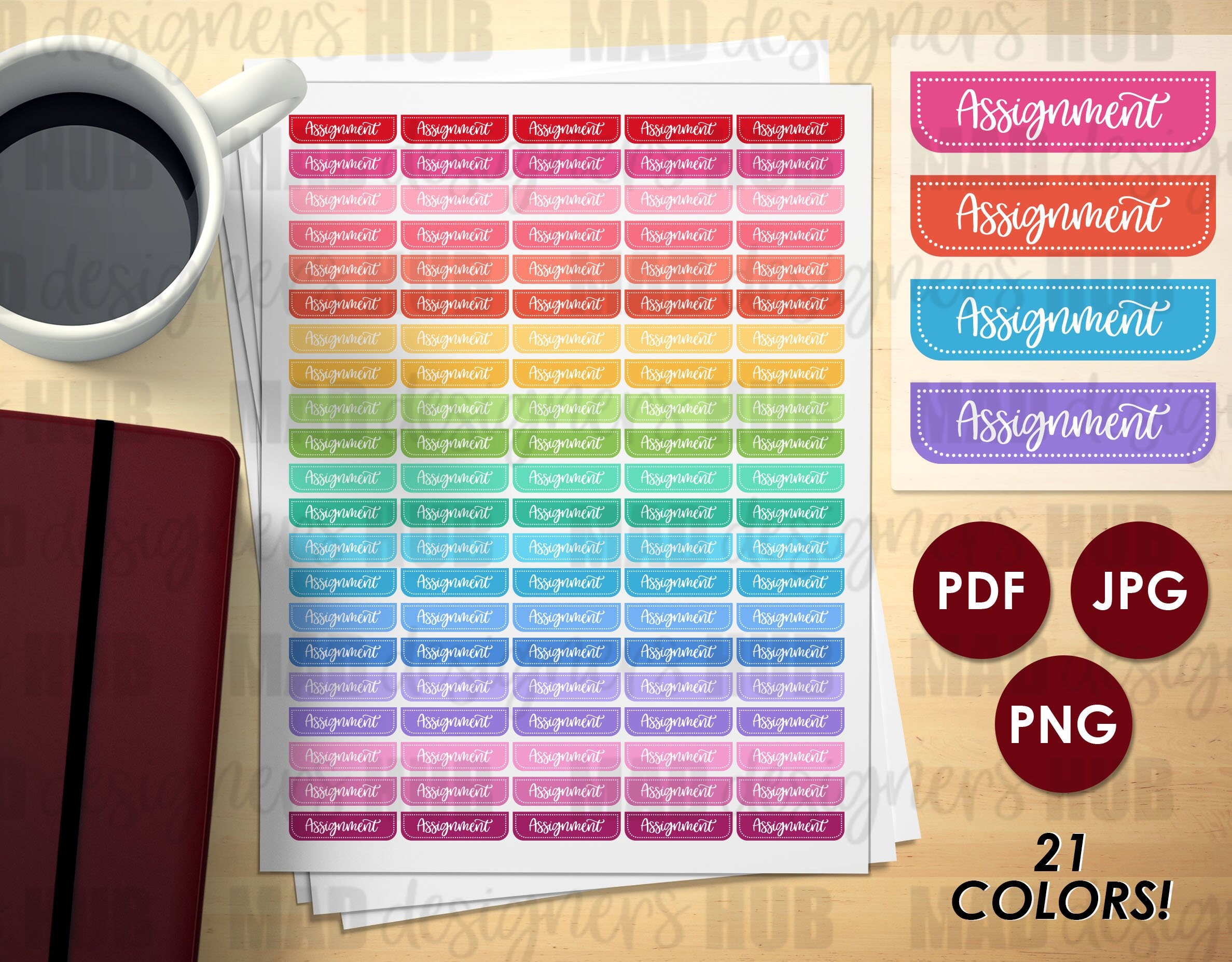 Assignment Header Stickers Assignment Printable Stickers | Etsy