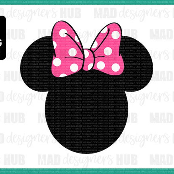 Girl Mouse Head Bow Polka Dots SVG, Birthday Design Props and Clipart Cut Files, Digital Design Print svg dxf jpeg png, Instant Download