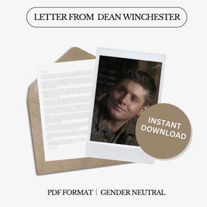 Carta de amor de Dean Winchester / 1000 palabras / Carta digital / No personalizada / Lenguaje neutro / Descarga instantánea / PDF