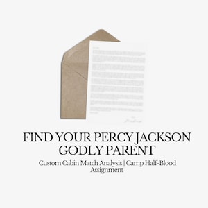 Encuentra a tu padre piadoso de Percy Jackson / Análisis de cabaña personalizada / Asignación de campamento mestizo / Análisis de pedido personal / Regalo personalizado