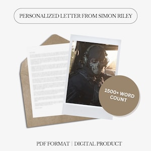 Carta personalizada de Simon "Ghost" Riley | Mais de 1500 palavras | Carta digital personalizada | Carta pessoal