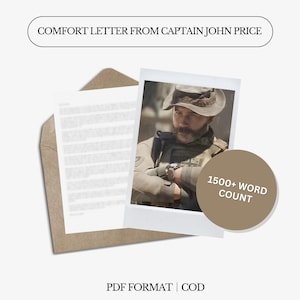 Carta de consuelo del Capitán John Price / Contra reembolso / Más de 1500 palabras / Género neutro / Descarga digital instantánea