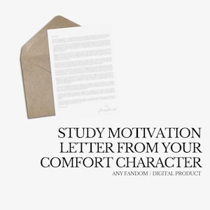 Carta de motivación para estudiar de tu personaje favorito / Personalizada / Todos los fandoms / Anime / Libros / TV / Películas / Producto digital personalizado / Carta