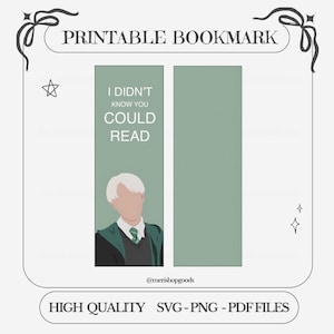 Marcapáginas de Draco Malfoy / No sabía que sabías leer / Magia / Descarga instantánea / PDF PNG
