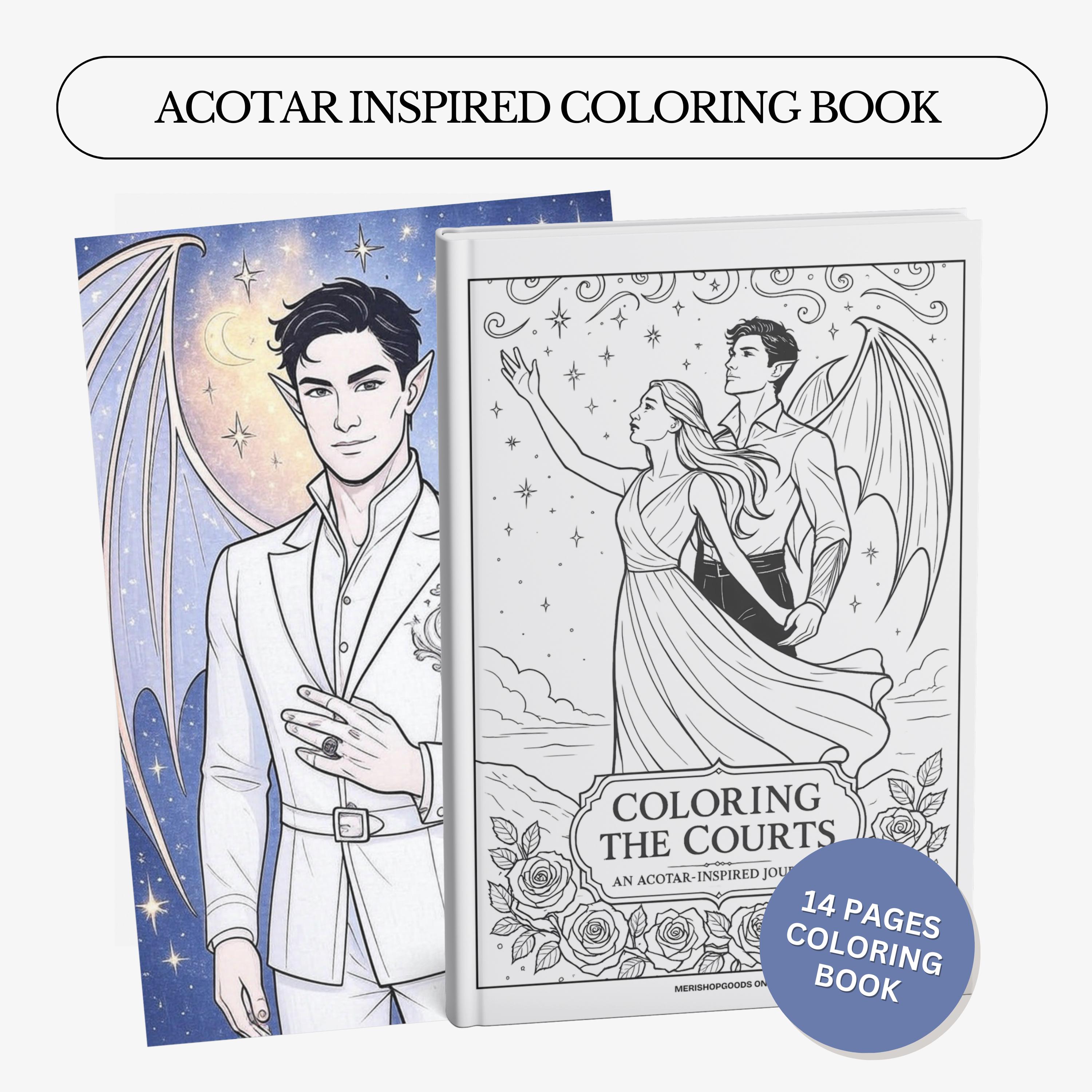 ACOTAR-Inspired Romantasy Coloring Book | Tamlin, Feyre & Rhysand | Spring Court Fantasy Art Digital Download