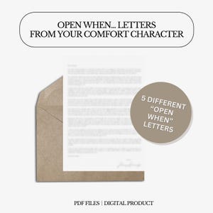 Cartas abiertas con 5 temáticas diferentes / Cada carta tiene más de 1500 palabras / Personaje reconfortante / Personalizado / Todos los fandoms / Regalo digital personalizado