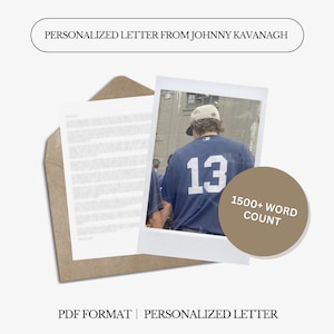 Carta personalizada de Johnny Kavanagh / Keeping Binding / 1500 palabras / Carta digital personalizada