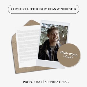 Carta de conforto de Dean Winchester | 1500 palavras | Carta digital | Não personalizada | Linguagem neutra em relação ao gênero | Download instantâneo