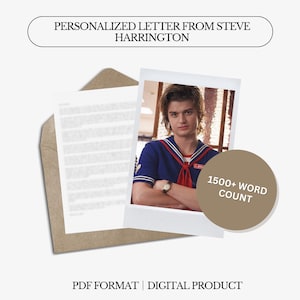 Carta personalizada de Steve Harrington / Más de 1500 palabras / Carta digital personalizada / Carta personal