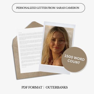 Carta personalizada de Sarah Cameron / 1500 palabras / Carta digital personalizada / Pouge Kook