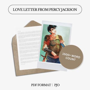 Carta de amor de Percy Jackson / Mitología del Campamento Mestizo Poseidón / Carta digital / Personalizada / Personaje reconfortante