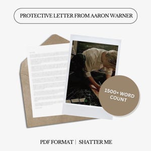 Carta de protección de Aaron Warner / Shatter Me / Carta digital / No personalizada / Lenguaje neutro en cuanto al género / Descarga instantánea / PDF
