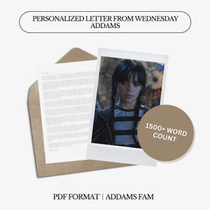 Carta personalizada de Wednesday Addams / Serie de televisión Wednesday / Más de 1500 palabras / Carta personal / Carta digital personalizada