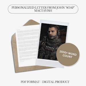 Carta personalizada de John "Soap" MacTavish / Más de 1500 palabras / Carta digital personalizada / Carta personal