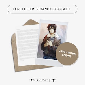 Carta de amor de Nico Di Angelo / Campamento Half B. Mitología Hades / Carta digital / Personalizada / Personaje reconfortante