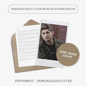 Carta personalizada de Dean Winchester / 1500 palabras / Carta digital personalizada / Descarga digital
