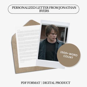 Carta personalizada de Jonathan Byers | Mais de 1500 palavras | Carta digital personalizada | Carta pessoal
