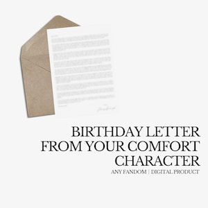 Carta de cumpleaños de tu personaje favorito / Personalizada / Todos los fandoms / Anime / Libros / TV / Películas / Producto digital personalizado / Carta
