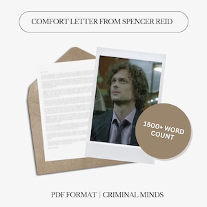 Carta de consuelo de Spencer Reid / 1500 palabras / Carta digital / No personalizada / Lenguaje neutro en cuanto al género / Descarga instantánea
