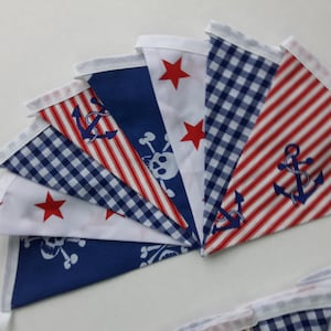 Pirate fabric garland, Nautical fabric bunting, pirate banner, nautical room decor