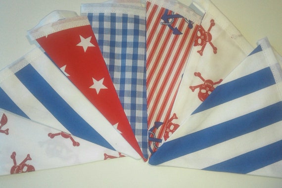 Nautical Pirate Bunting Banner Fabric Party Bunting Uk Etsy