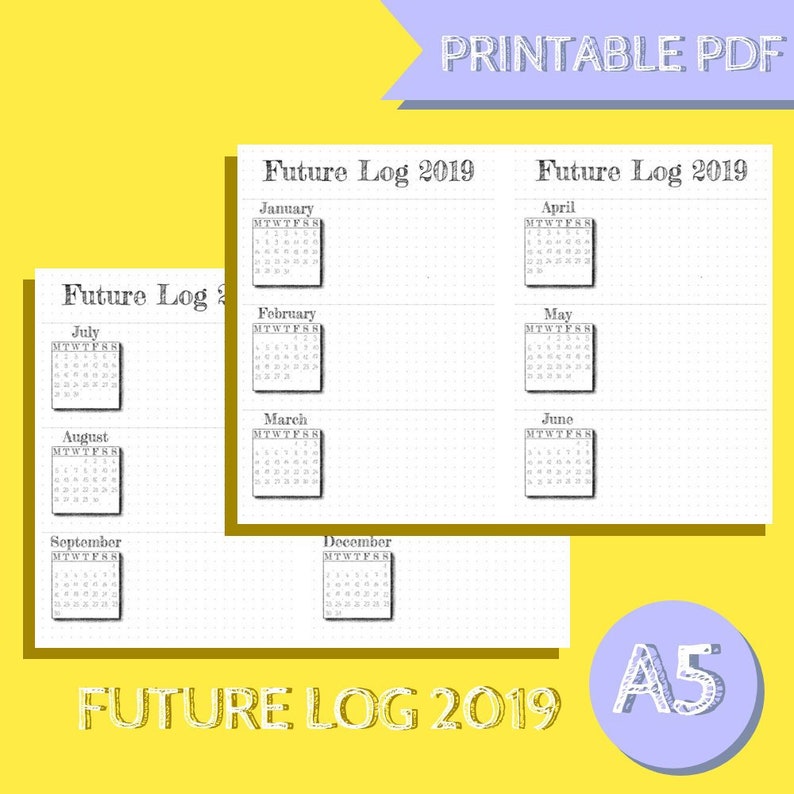 Future Log Bullet Journal Printable Horizontal Version | Etsy