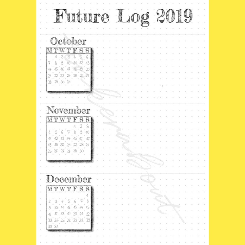 Future Log Bullet Journal Printable Horizontal Version | Etsy