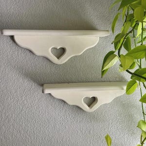 Pair of Vintage Handmade Heart Wall Shelves – Cottage Core Decor