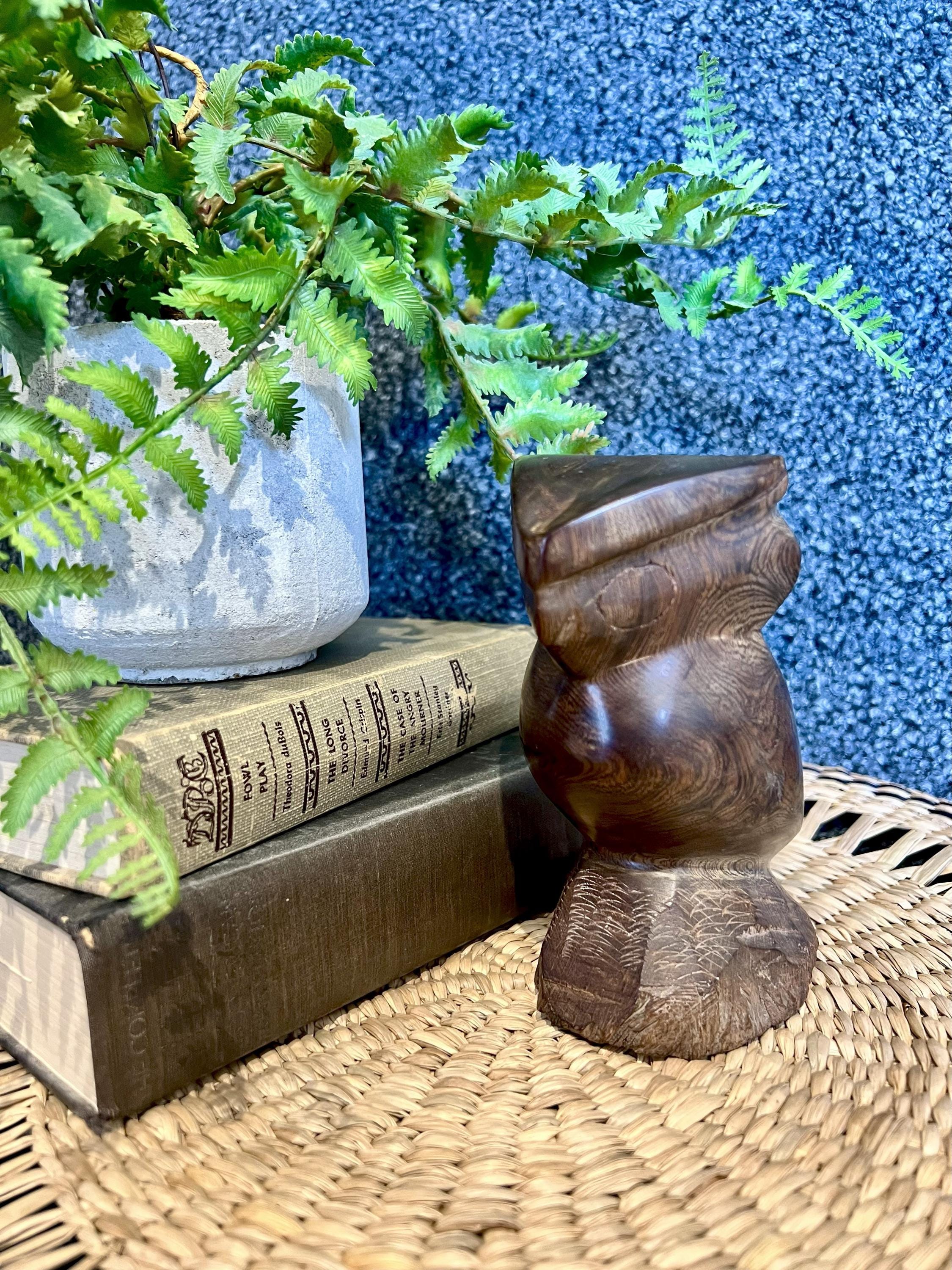 Vintage Hand Carved Ironwood Owl Sculpture Figurine