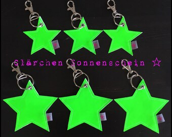 Neon Grün, Schlüssel-/Taschenanhänger Stern  groß