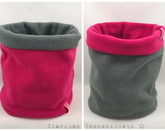 kleiner warmer Wende-Loop aus Kuschel-Fleece pink grau