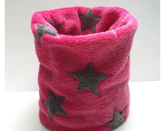 warmer Loop aus Kuschel-Fleece pink grau Sterne