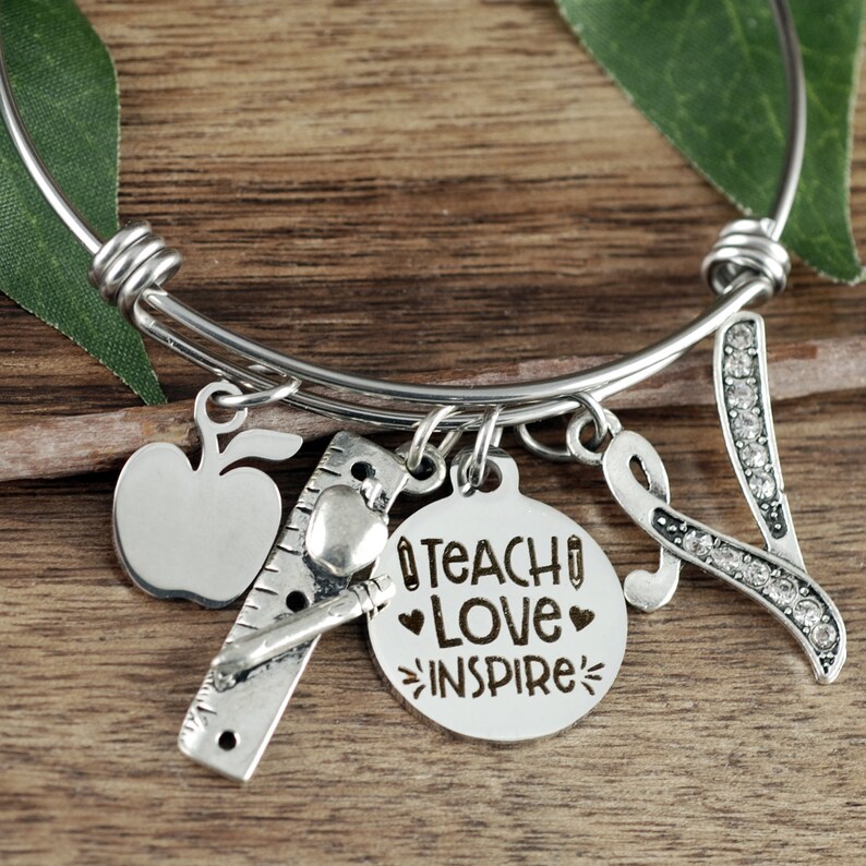 Teacher Appreciation Gift Teacher Gift Bracelet for Teacher Teacher Gifts Teach Love Inspire Appreciation Week End of Year Gift