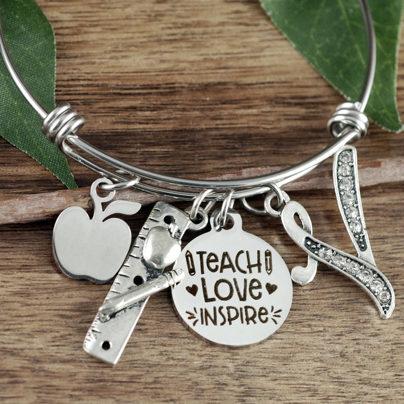 Teacher Appreciation Gift Teacher Gift Bracelet for Teacher Teacher Gifts Teach Love Inspire Appreciation Week End of Year Gift