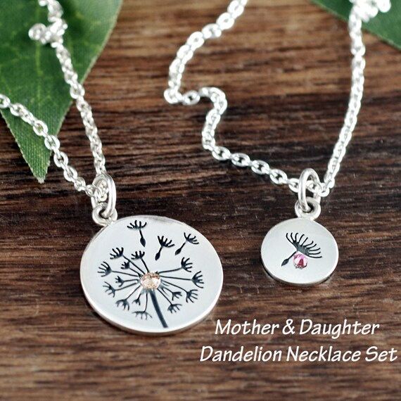 mother daughter dandelion necklace