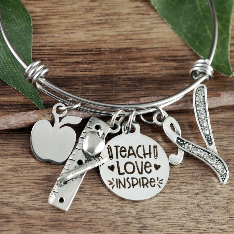Teacher Appreciation Gift Teacher Gift Bracelet for Teacher Teacher Gifts Teach Love Inspire Appreciation Week End of Year Gift