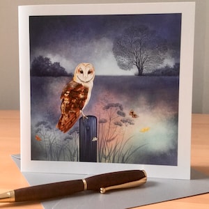 Greeting card, Owl card, square blank card, notelet, card for any occasion