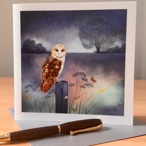 Carte de voeux, carte de hibou, carte vierge carrée, notelet, carte pour toutes les occasions