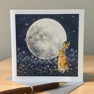 Carte de voeux, carte de lièvre, carte carrée vierge, notelet, carte pour toutes les occasions