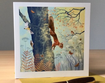 Red Squirrel Painting Blank Card: Fairholme Valley Art